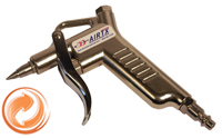 Metal, Hand Control Air Gun With Hurricane Stainless Steel Fixed Flow Air Saver Nozzle, 1/4 in. NPTF Air Connection- www.tjsolution.com